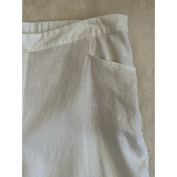 J. Jill LOVE LINEN White 100% Linen Side Zip Wide Leg Crop/Ankle Pant‎ Sz L Tall - Picture 3 of 14